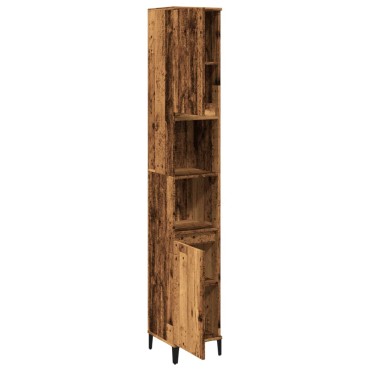 vidaXL Ντουλάπι μπάνιου Παλιό ξύλο 30x30x190cm Κατασκευασμένο ξύλο 1 τεμ.