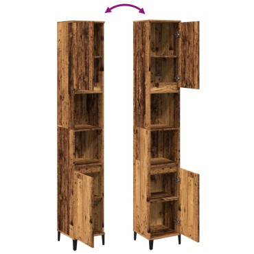 vidaXL Ντουλάπι μπάνιου Παλιό ξύλο 30x30x190cm Κατασκευασμένο ξύλο 1 τεμ.