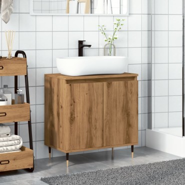 vidaXL Ντουλάπι μπάνιου Δρυς τεχνίτης 58x33x60cm Κατασκευασμένο ξύλο