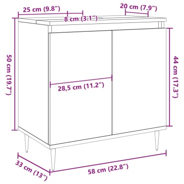 vidaXL Ντουλάπι μπάνιου Δρυς τεχνίτης 58x33x60cm Κατασκευασμένο ξύλο