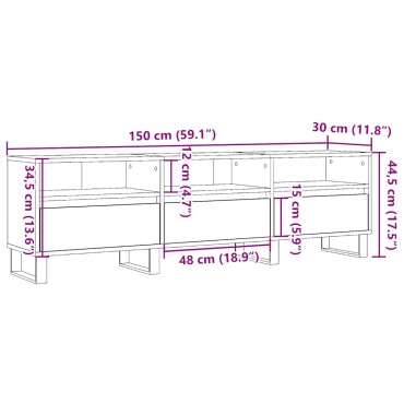 vidaXL Έπιπλο Τηλεόρασης Παλιό Ξύλο 150x30x44,5cm Επεξεργασμένο Ξύλο