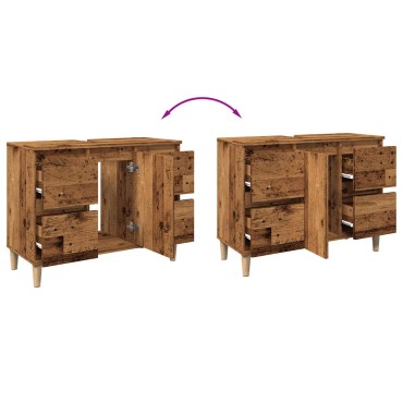vidaXL Ντουλάπι νιπτήρα Παλιό ξύλο 80x33x60cm Κατασκευασμένο ξύλο 1 τεμ.