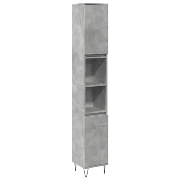 vidaXL Ντουλάπι Μπάνιου Γκρι Σκυροδέματος 30x30x190cm Επεξ. Ξύλο