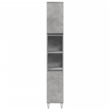vidaXL Ντουλάπι Μπάνιου Γκρι Σκυροδέματος 30x30x190cm Επεξ. Ξύλο