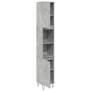vidaXL Ντουλάπι Μπάνιου Γκρι Σκυροδέματος 30x30x190cm Επεξ. Ξύλο