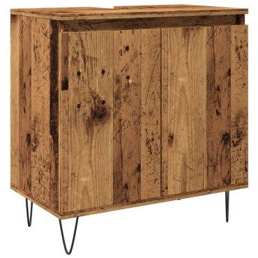 vidaXL Ντουλάπι μπάνιου Παλιό ξύλο 58x33x60cm Κατασκευασμένο ξύλο