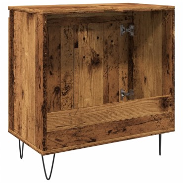 vidaXL Ντουλάπι μπάνιου Παλιό ξύλο 58x33x60cm Κατασκευασμένο ξύλο
