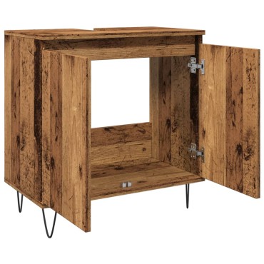 vidaXL Ντουλάπι μπάνιου Παλιό ξύλο 58x33x60cm Κατασκευασμένο ξύλο