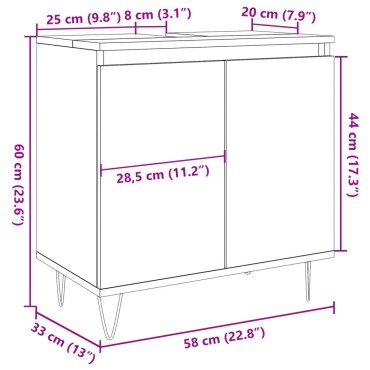 vidaXL Ντουλάπι μπάνιου Παλιό ξύλο 58x33x60cm Κατασκευασμένο ξύλο