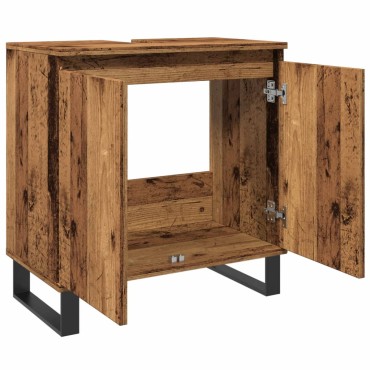 vidaXL Ντουλάπι μπάνιου Παλιό ξύλο 58x33x60cm Κατασκευασμένο ξύλο