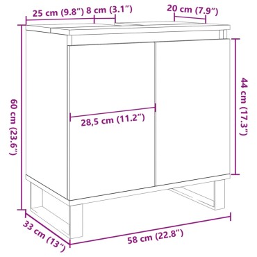 vidaXL Ντουλάπι μπάνιου Παλιό ξύλο 58x33x60cm Κατασκευασμένο ξύλο