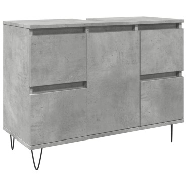 vidaXL Ντουλάπι Μπάνιου Γκρι Σκυροδέματος 80x33x60cm Επεξ. Ξύλο
