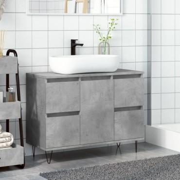 vidaXL Ντουλάπι Μπάνιου Γκρι Σκυροδέματος 80x33x60cm Επεξ. Ξύλο