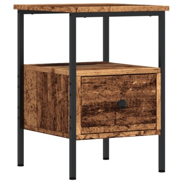 vidaXL ντουλάπι κομοδίνου Παλιό ξύλο 34x36x50cm Κατασκευασμένο ξύλο 1 τεμ.