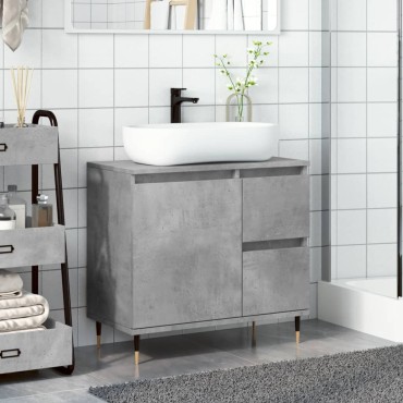 vidaXL Ντουλάπι Μπάνιου Γκρι Σκυροδέματος 65x33x60cm Επεξ. Ξύλο 1 τεμ.