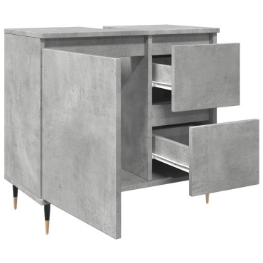vidaXL Ντουλάπι Μπάνιου Γκρι Σκυροδέματος 65x33x60cm Επεξ. Ξύλο 1 τεμ.