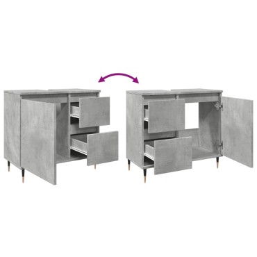 vidaXL Ντουλάπι Μπάνιου Γκρι Σκυροδέματος 65x33x60cm Επεξ. Ξύλο 1 τεμ.