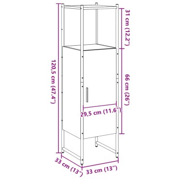 vidaXL Στήλη Μπάνιου Παλιό Ξύλο 33x33x120,5cm από Μοριοσανίδα