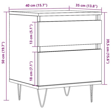 vidaXL Κομοδίνο Παλιό ξύλο 40x35x50cm από Επεξεργασμένο Ξύλο 1 τεμ.