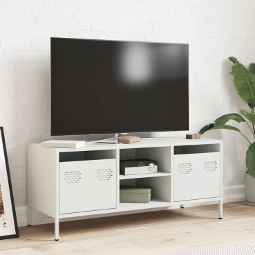 vidaXL Έπιπλο Τηλεόρασης Λευκό 101,5x39x43,5cm Ατσάλι Ψυχρής Έλασης