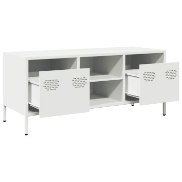 vidaXL Έπιπλο Τηλεόρασης Λευκό 101,5x39x43,5cm Ατσάλι Ψυχρής Έλασης