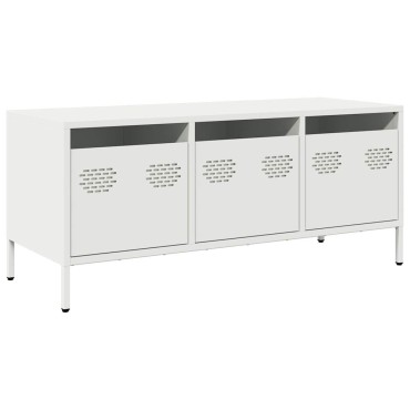 vidaXL Έπιπλο Τηλεόρασης Λευκό 101,5x39x43,5cm Ατσάλι Ψυχρής Έλασης