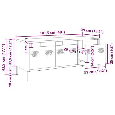 vidaXL Έπιπλο Τηλεόρασης Λευκό 101,5x39x43,5cm Ατσάλι Ψυχρής Έλασης