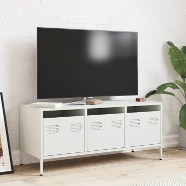 vidaXL Έπιπλο Τηλεόρασης Λευκό 101,5x39x43,5cm Ατσάλι Ψυχρής Έλασης