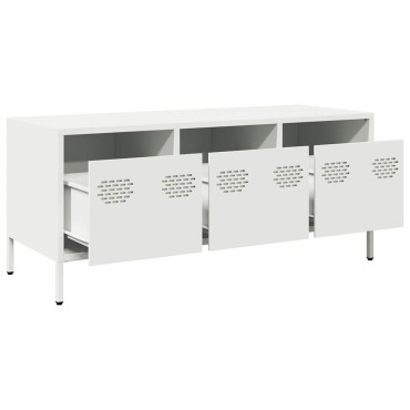 vidaXL Έπιπλο Τηλεόρασης Λευκό 101,5x39x43,5cm Ατσάλι Ψυχρής Έλασης