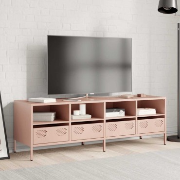 vidaXL Έπιπλο Τηλεόρασης Ροζ 135x39x43,5cm Ατσάλι Ψυχρής Έλασης