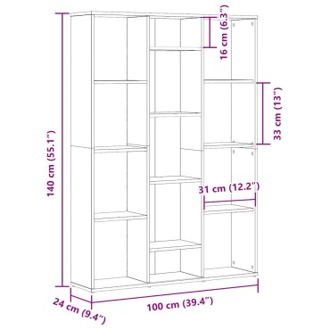 vidaXL Διαχωριστικό/Βιβλιοθήκη Παλιό Ξύλο 100x24x140cm από Μοριοσανίδα 1 τεμ.