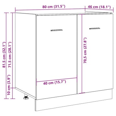 vidaXL Ντουλάπι Νεροχύτη Lyon Γκρι Σκυροδέματος 80x46x81,5cm 1 τεμ.