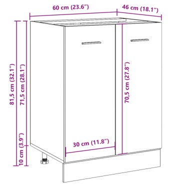 vidaXL Κάτω ντουλάπι Lyon Παλιό ξύλο 60x46x81,5cm Κατασκευασμένο ξύλο