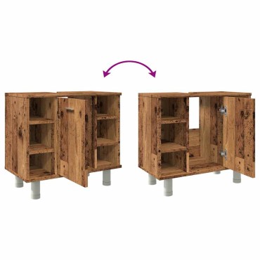vidaXL Ντουλάπι Νιπτήρα Παλιό Ξύλο 60x32x53,5cm Μοριοσανίδα 1 τεμ.