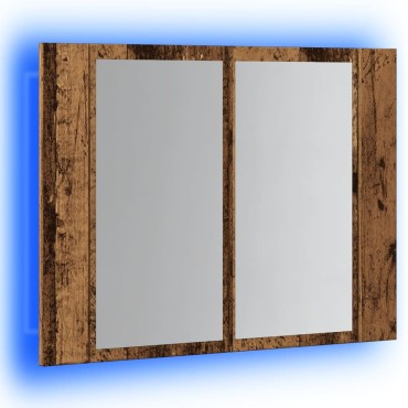 vidaXL Έπιπλο Καθρέφτη με LED Όψη Παλαιού Ξύλου 60x12x45cm Επεξ. Ξύλο 1 τεμ.