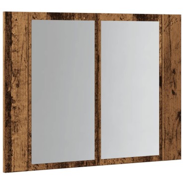 vidaXL Έπιπλο Καθρέφτη με LED Όψη Παλαιού Ξύλου 60x12x45cm Επεξ. Ξύλο 1 τεμ.