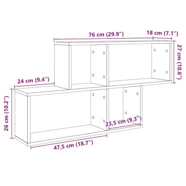 vidaXL Ράφι Τοίχου Παλιό Ξύλο 100x18x53cm από Μοριοσανίδα 1 τεμ.