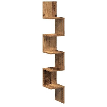 vidaXL Γωνιακή Ραφιέρα Τοίχου Παλιό Ξύλο 20x20x127,5cm Μοριοσανίδα 1 τεμ.