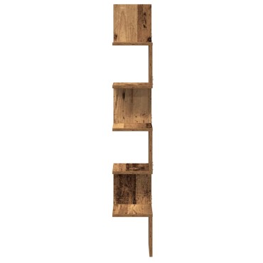 vidaXL Γωνιακή Ραφιέρα Τοίχου Παλιό Ξύλο 20x20x127,5cm Μοριοσανίδα 1 τεμ.