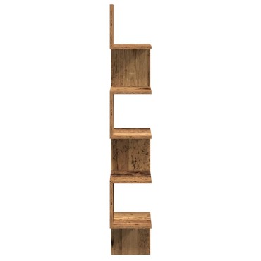 vidaXL Γωνιακή Ραφιέρα Τοίχου Παλιό Ξύλο 20x20x127,5cm Μοριοσανίδα 1 τεμ.