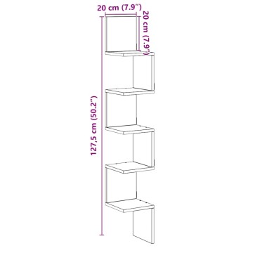 vidaXL Γωνιακή Ραφιέρα Τοίχου Παλιό Ξύλο 20x20x127,5cm Μοριοσανίδα 1 τεμ.