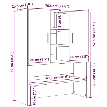 vidaXL Ντουλάπι Πλυντηρίου Παλιό Ξύλο 70,5 x 25,5 x 90 εκ.