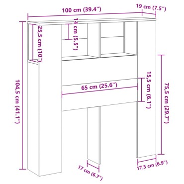 vidaXL Κεφαλάρι Με Αποθηκευτικό Χώρο 100x18,5x102,5cm Επεξ. Ξύλο 1 τεμ.