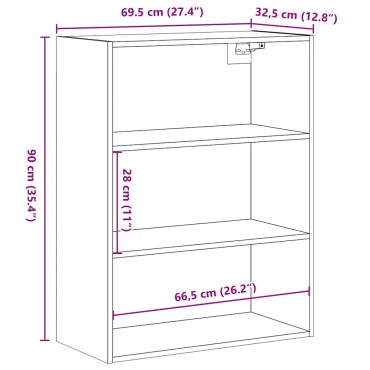 vidaXL Ντουλάπι Τοίχου Κρεμαστό Παλιό Ξύλο 69,5x32,5x90cm 1 τεμ.