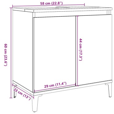 vidaXL Ντουλάπι Νιπτήρα Γκρι Σκυρ. 58x33x60cm Επεξεργασμένο Ξύλο 1 τεμ.