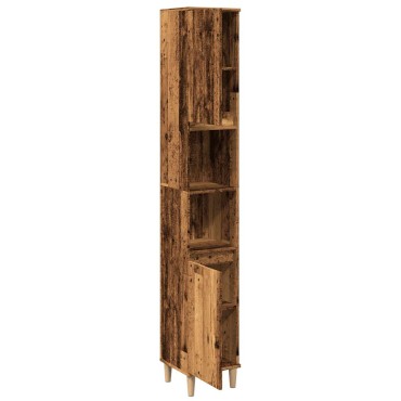 vidaXL Ντουλάπι μπάνιου Παλιό ξύλο 30x30x190cm Κατασκευασμένο ξύλο 1 τεμ.
