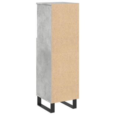 vidaXL Ντουλάπι Μπάνιου Γκρι Σκυροδέματος 30x30x100cm Επεξ. Ξύλο