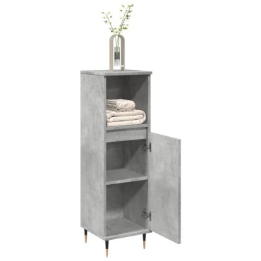 vidaXL Ντουλάπι Μπάνιου Γκρι Σκυροδέματος 30x30x100cm Επεξ. Ξύλο