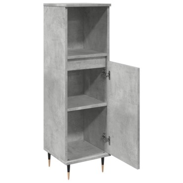 vidaXL Ντουλάπι Μπάνιου Γκρι Σκυροδέματος 30x30x100cm Επεξ. Ξύλο