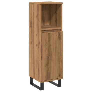 vidaXL Ντουλάπι μπάνιου Δρυς τεχνίτης 30x30x100cm Κατασκευασμένο ξύλο 1 τεμ.